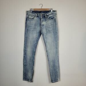 MNML Jeans Mens 34 Button Fly Ankle Zip Grunge Punk Emo Streetwear Distressed